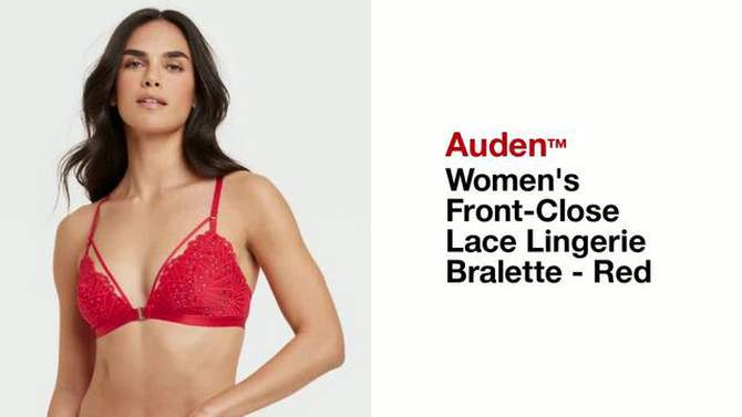 Women&#39;s Front-Close Lace Lingerie Bralette - Auden&#8482; Red, 2 of 8, play video