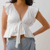 Women's V-Neck Sleeveless Top - Cotton with Bow Tie Waist Detail & Elastic Waistband Cherie Code - 2 of 4