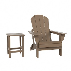 WestinTrends Malibu HDPE Outdoor Patio Folding Poly Adirondack Chair with Side Table (2-Piece Set) - 1 of 4