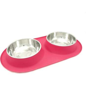 Messy Mutts Watermelon Silicone Large Double Feeder with Stainless Steel Bowls