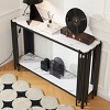 2 Tier Faux Marbling Console Table,Modern Rectangular Narrow Entryway Table,Console Table With Metal Legs,Adjustable Feet-Cuddlewood - 3 of 4