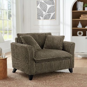 Kumasinova Retro Tufted Corduroy Single Sofa Chair – Ergonomic Back Support, Plush Cushions, Easy Assembly, Accent Armchair for Living Room - 1 of 4