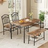 Dining Table Set, Industrial Dining Room Table & Chairs 4pcs, Kitchen Table Set Bench for Apartment,Home, Kitchen, Dining Room, Brown - 4 of 4