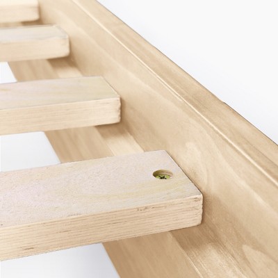 Natural Pine Queen Platform Bed Frame with Slats