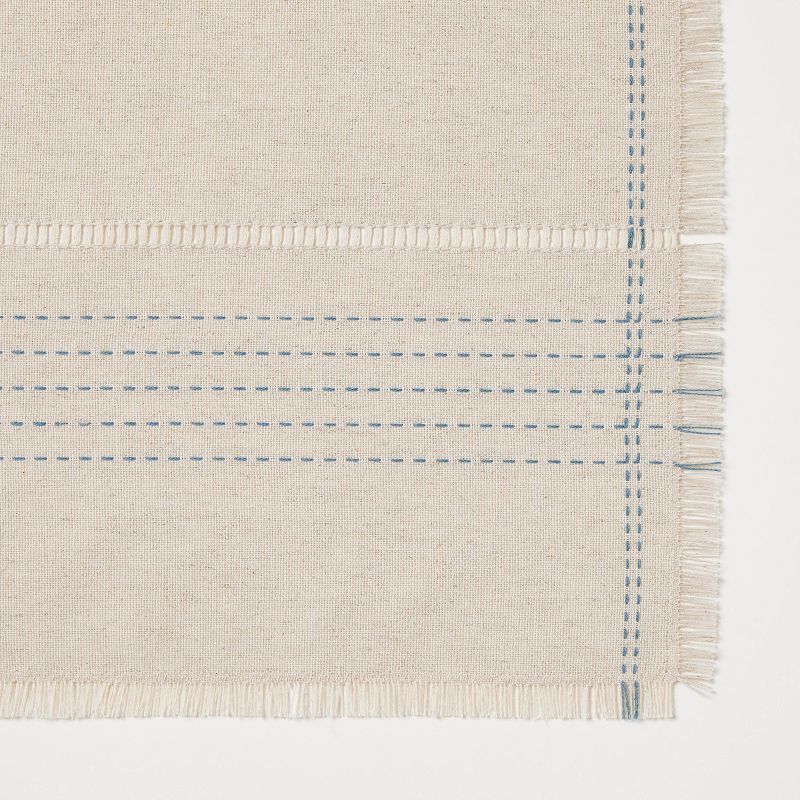 14&#34;x72&#34; Natural Leno Weave Table Runner with Blue Accent - Threshold&#8482; designed with Studio McGee, 4 of 5