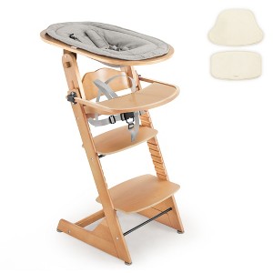 Convertible Wooden High Chair for Babies and Toddlers - Baby Feeding &Toddler Dining Chair with Removable Tray, Cushion and Harness - 1 of 4