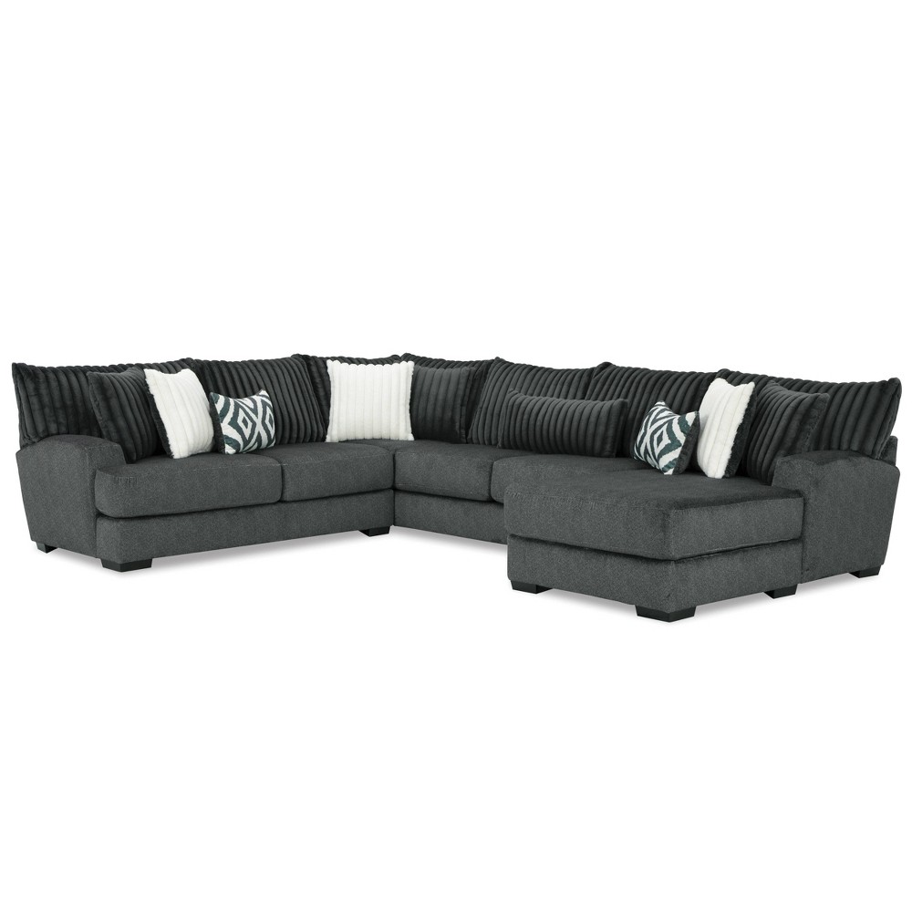 Photos - Sofa HOMES: Inside + Out Telven 139" L Shaped Sectional Chenille with Pillows G