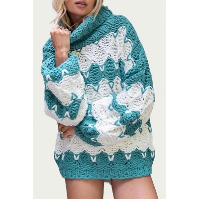 Women's OPEN-KNIT CHUNKY TURTLENECK SWEATER - POL