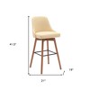 HomeRoots 30" Cream and Wood Brown Faux Leather with Solid Wood Swivel Bar Height Bar Chair - 3 of 4