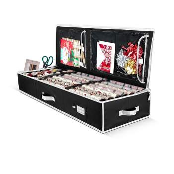 OSTO 14-in x 6.5-in 128-Compartment Black Polyester Adjustable Compartments  Ornament Storage Box at