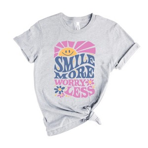 Simply Sage Market Women's Smile More Worry Less Sunshine Short Sleeve Graphic Tee - 1 of 2