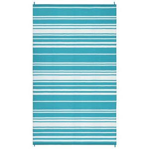 Modern Outdoor Plastic Straw Rug Reversible Mat, Striped Waterproof Rugs for Deck Backyard Porch RV Camper Picnic Balcony Beach - 1 of 4
