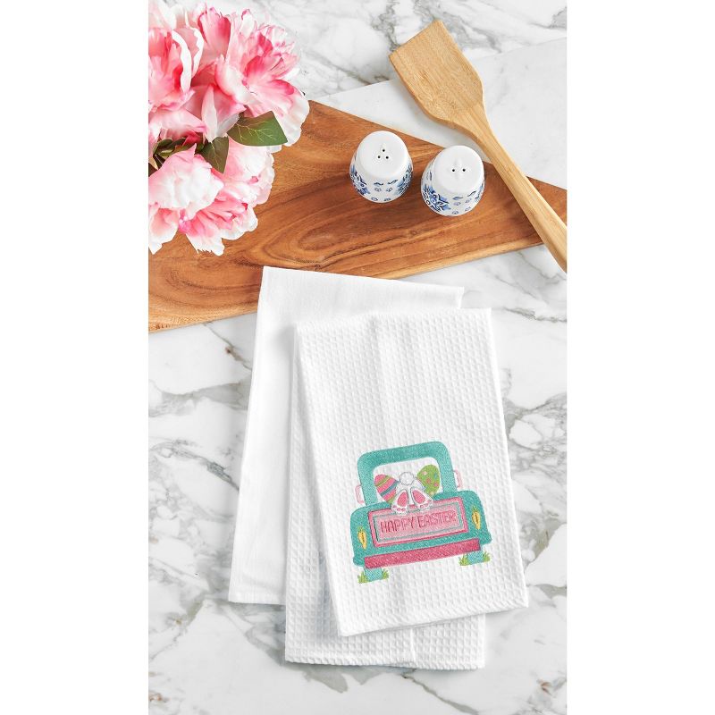 C&F Home Happy Easter Truck Embroidered Cotton Waffle Weave Kitchen Towel, 2 of 5