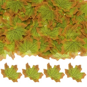 Unique Bargains Home Durable Fall-themed Silk Fabric Faux Autumn Artificial Maple Leaves 200 Pcs - 1 of 4