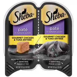 Sheba Perfect Portions Paté In Natural Juices Premium Wet Cat Food Gourmet Chicken & Tuna Entrée - 2.6oz