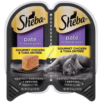 Sheba Perfect Portions Paté In Natural Juices Premium Adult Wet Cat Food Gourmet Chicken & Tuna Entrée - 2.6oz