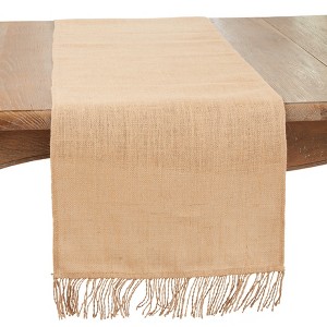 Saro Lifestyle Earthy Delight Jute Tassel Table Runner, 16"x72", Beige - 1 of 3