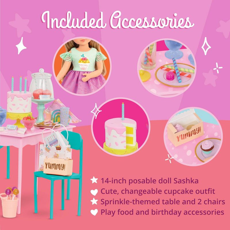 Glitter Girls Sashka Poseable 14&#34; Doll &#38; Surprise Birthday Party Accessory Set, 6 of 10