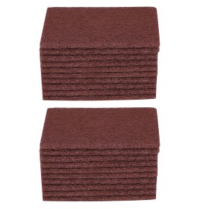 Unique Bargains Non-Scratch Synthetic Material Durable Easy Cleaning Scouring Sponge 6" x 4" Brown 20 Pcs - 1 of 4