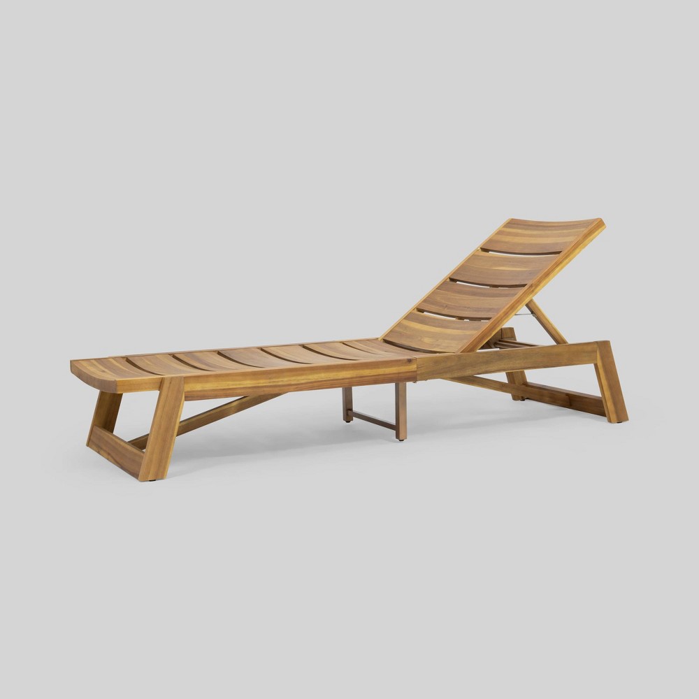 Photos - Garden Furniture Maki Wood Chaise Lounge Teak - Christopher Knight Home