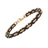 Steeltime Men's two tone 18k gold plated and black ip stainless steel byzantine chain bracelet - 2 of 4