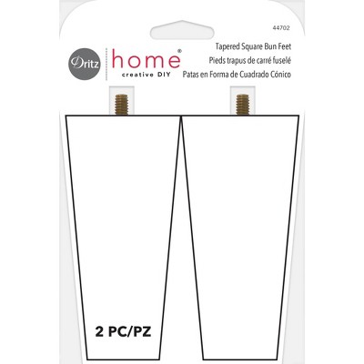 Dritz 2ct Home Tapered Square Bun Feet Unfinished Wood