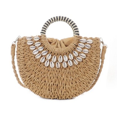 Adornia Basket Arc Shell-Embroidered Handle Bag with Shoulder