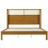 King/Queen Platform Bed Frame with Headboard, Mid Century Modern Rubber Wood Bed for Bedroom, Natural - ModernLuxe - 4 of 4