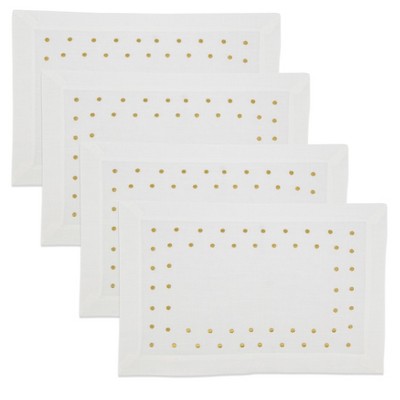 Gold Polka Dot Oblong Polyester Placemats, Set of 4