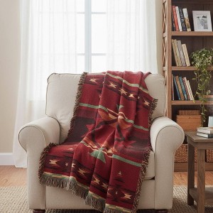 Tapestry Throw – Flame 50x60 inch Cotton Rayon Blend Design by Manual Woodworkers and Weavers - 1 of 3