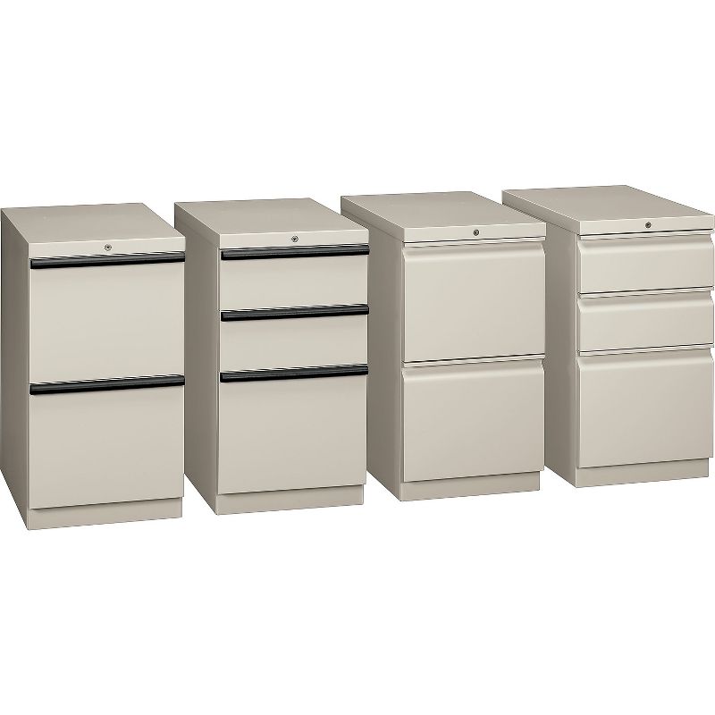 HON Brigade 3-Drawer Mobile Vertical File Cabinet Letter Size Lockable 28"H x 15"W x 20"D Putty, 3 of 5