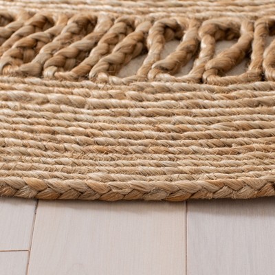 Natural Handwoven Jute Round Rug with Open Weave Design