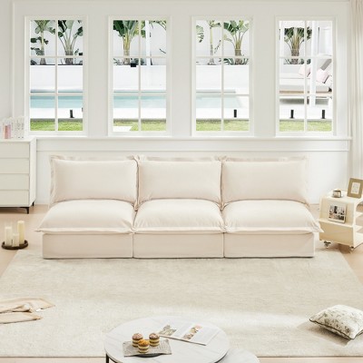 NicBex Couches for Living Room Single Deep Seat Sofa Couch Fabric Slip-covered Armchair with 1 Big Back Cushion and 2 Big Toss Pillows