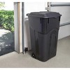 Racxily 32 Gallon Wheeled Heavy Duty Plastic Garbage Can, Attached Lid, Black - 4 of 4