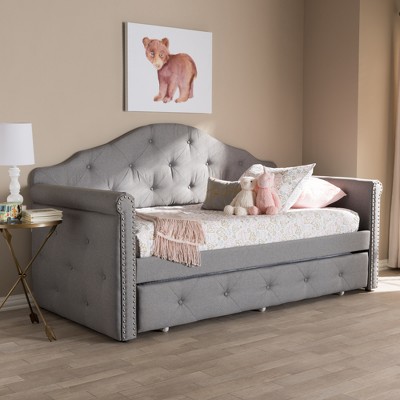Emilie Twin Daybed with Nailhead Trim and Tufted Upholstery in Gray