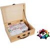 WE Games Mexican Train Dominoes with Wooden Treasure Box - White Tiles with Colored Pips - Thick Size - 2 of 4