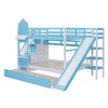 TiramisuBest Twin-Over-Twin Castle Style Bunk Bed with Slide, 2 Drawers & 3 Shelves,Gray, Kids Playhouse Bed - 3 of 4