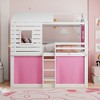 NicBex Twin Size/Full Size Bunk Bed with Built-in Ladder,House-Shaped Loft Bed with Fence for Bedroom,Pink/Blue - 2 of 4