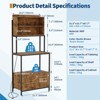 Kitchen 5 Tier Bakers Rack, Standing Coffee Bar Microwave Stand Rack with Power Outlet and Storage Cabinet Shelves, Brown - 3 of 4