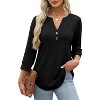Women 3/4 Sleeve Shirts Notch V Neck Tops Casual Dressy Blouses Beach Vacation Tunic Tops - 2 of 4