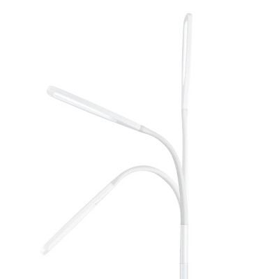 White Adjustable Gooseneck LED Floor Lamp with Touch Sensor