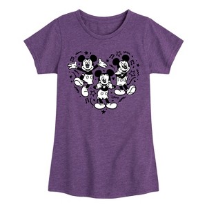 Girls' - Disney - Mickey Mouse Heart Fitted Short Sleeve Graphic T-Shirt - 1 of 4
