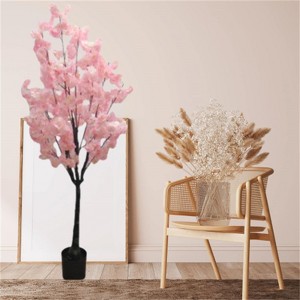 Artificial Cherry Blossom Tree, Pink Fake Flower Tree, Faux Floral Plant in Cement Pot,Artificial Handmade Blossom Trees for Office Home Porch - 1 of 4