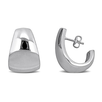 EVERLY JEWELRY | Silver Puffed Semi-Hoop Earrings– Multiple Metal Color Options