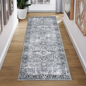 coucheta Vintage Washable Area Rug for Living Room, Multi-size  Retro Medallion Non Slip with Rubber Backing Low Pile Carpet, for Bedroom, Dining - 1 of 4