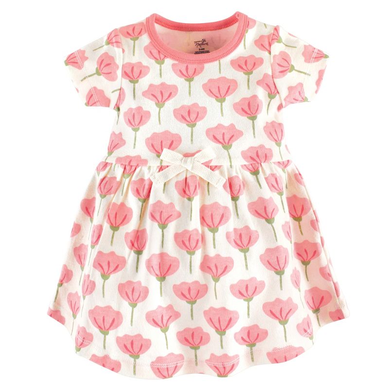 Touched by Nature Baby and Toddler Girl Organic Cotton Short-Sleeve Dresses 2pk, Tulip, 4 of 6
