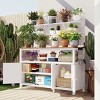 Outdoor 50.2" Potting Bench with Hutch, Solid Fir Wood Garden Workstation, Large Countertop with Shelves and Cabinets-Coolbibila - 2 of 4