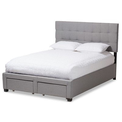 Queen Tibault Modern and Contemporary Fabric Upholstered Storage Bed Gray - Baxton Studio