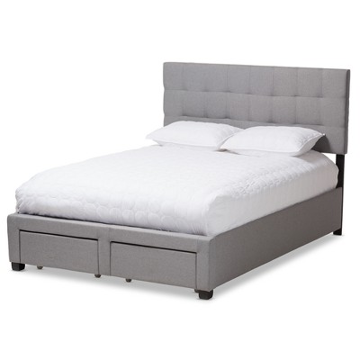 Tibault Modern and Contemporary Fabric Upholstered Storage Bed Gray Queen - Baxton Studio