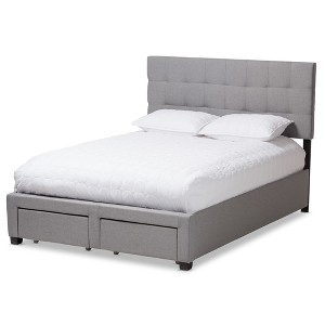 Queen Tibault Modern and Contemporary Fabric Upholstered Storage Bed Gray - Baxton Studio - 1 of 4